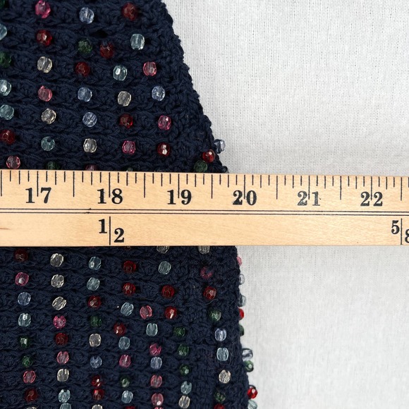 DOEN Dress Womens Large Navy Blue Solandis Knitted Beaded Mini Short NWT - Picture 15 of 16